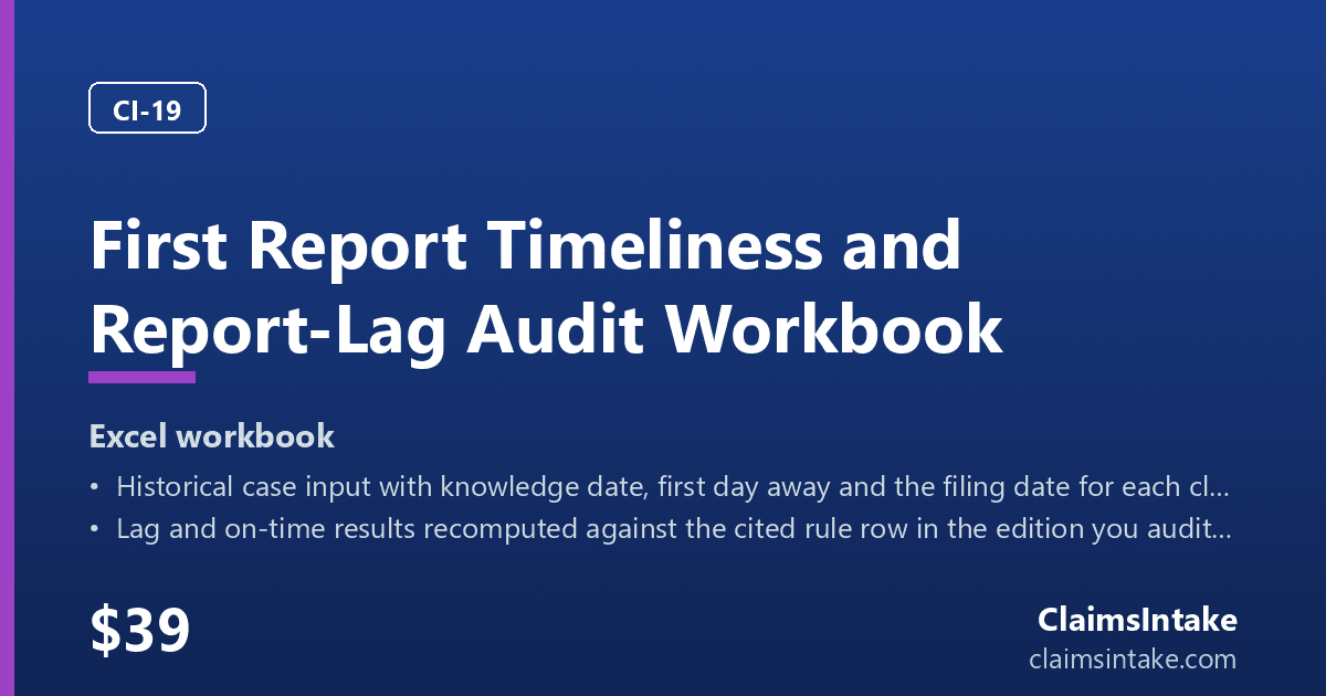 First Report Timeliness and Report-Lag Audit Workbook preview