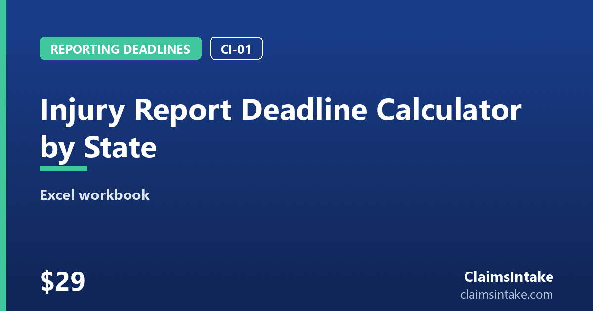 Injury Report Deadline Calculator by State preview
