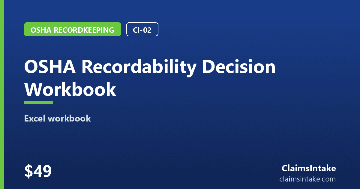 OSHA Recordability Decision Workbook preview