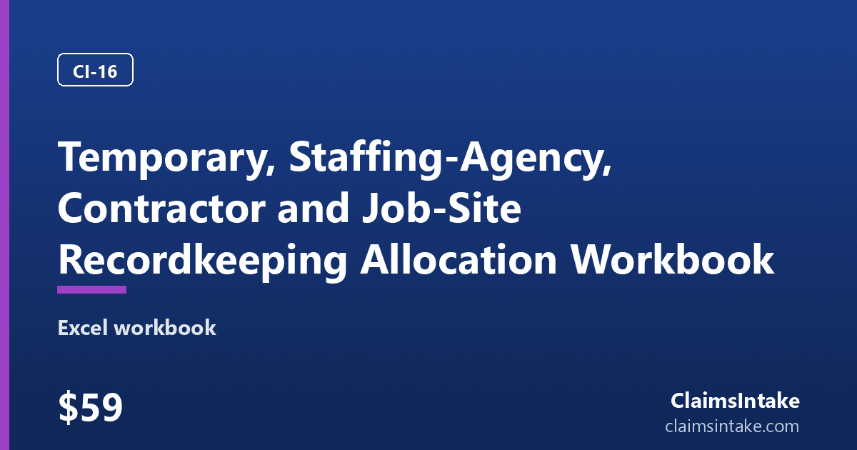 Temporary, Staffing-Agency, Contractor and Job-Site Recordkeeping Allocation Workbook preview